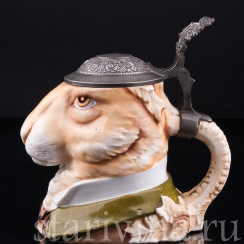 Старинная пивная кружка Кролик, 1/2 л, Von Schierholz, Германия, 1880-1906 гг.