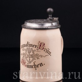Пивная кружка Августинер, 1/2 л, Германия, 1900 гг.