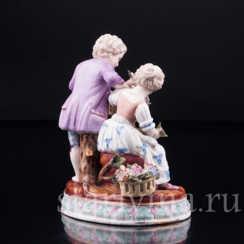 Пара с птичьей клеткой, аллегория Весны, Германия, 19 в