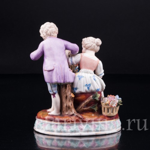 Пара с птичьей клеткой, аллегория Весны, Германия, 19 в