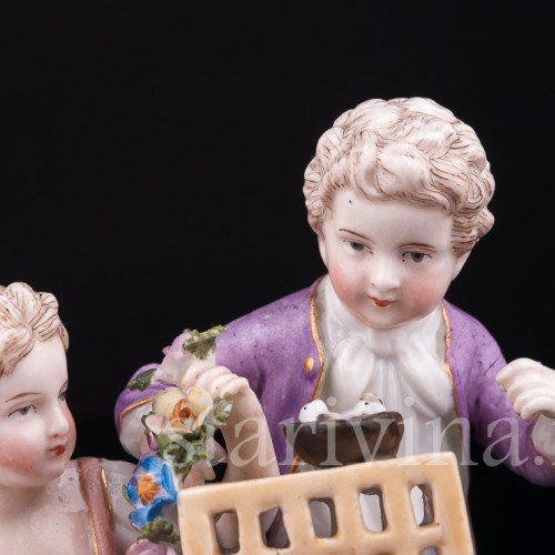 Пара с птичьей клеткой, аллегория Весны, Германия, 19 в