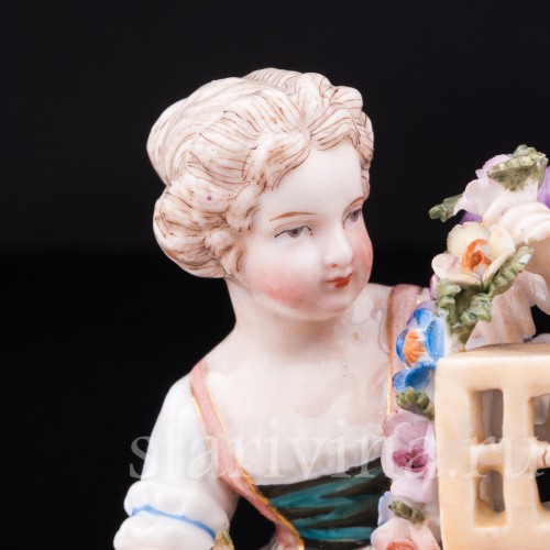 Пара с птичьей клеткой, аллегория Весны, Германия, 19 в