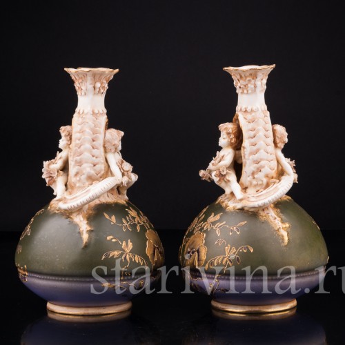 Декоративные вазы "Цветочные эльфы", Австрия, 19 в