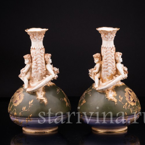Декоративные вазы "Цветочные эльфы", Австрия, 19 в
