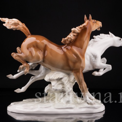 "На свободе", несущиеся кони, Hutschenreuther, Германия, 1970 гг