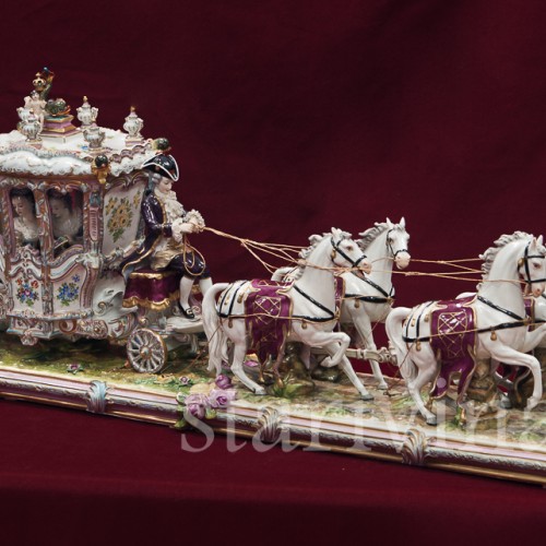 Карета с четверкой лошадей, Volkstedt, Германия, сер. 20 в