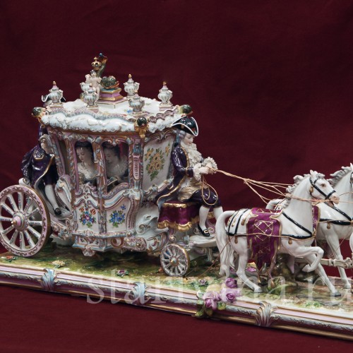 Карета с четверкой лошадей, Volkstedt, Германия, сер. 20 в