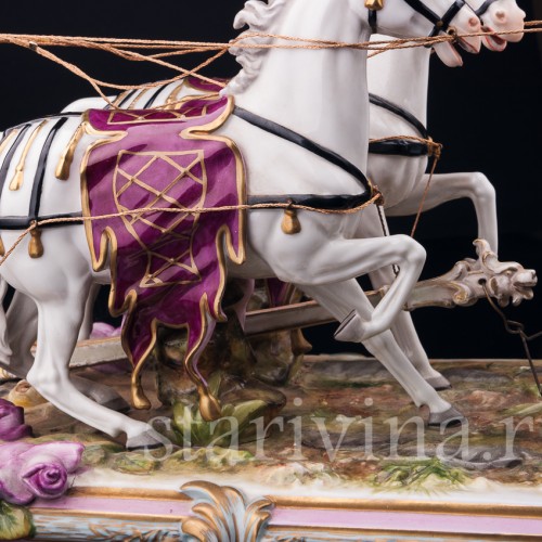 Карета с четверкой лошадей, Volkstedt, Германия, сер. 20 в