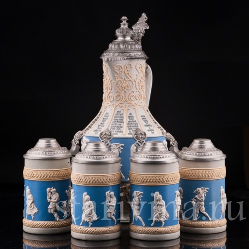 Кувшин "12 месяцев" и 4 кружки, Villeroy & Boch, Германия, 1887 г