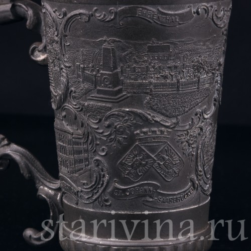 Старинная пивная кружка Памятники Саарбрюкена, Германия, нач. 20 в.