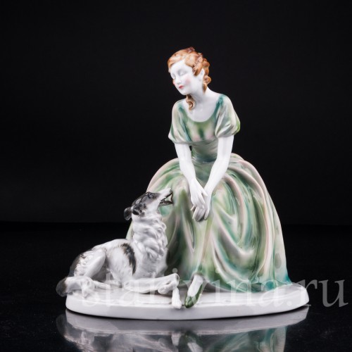 Девушка с борзой, Fasold & Stauch, Германия, нач. 20 в