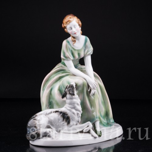 Девушка с борзой, Fasold & Stauch, Германия, нач. 20 в