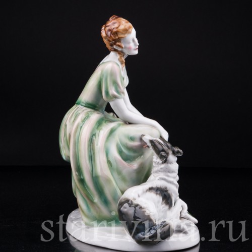 Девушка с борзой, Fasold & Stauch, Германия, нач. 20 в