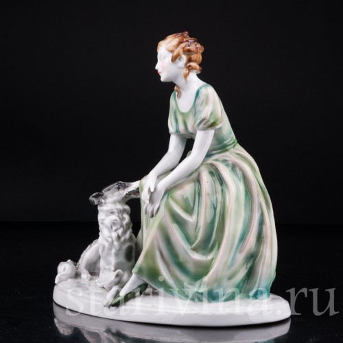 Девушка с борзой, Fasold & Stauch, Германия, нач. 20 в