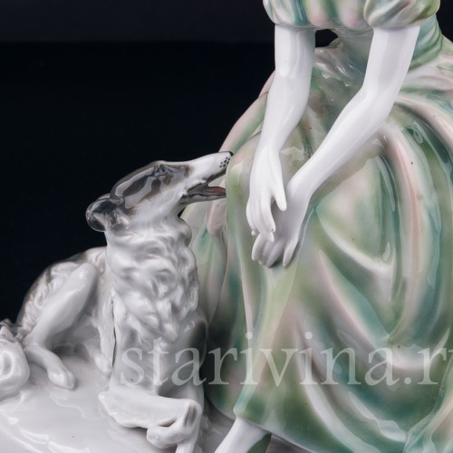 Девушка с борзой, Fasold & Stauch, Германия, нач. 20 в