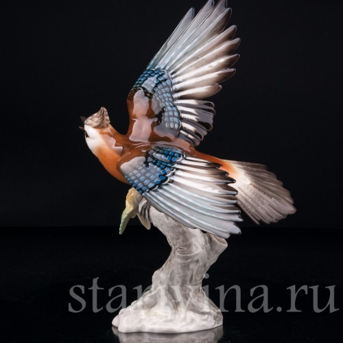 Статуэтка птицы из фарфора Сойка, Hutschenreuther, Германия, 1970 гг.
