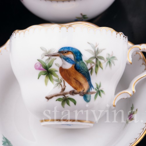 Кофейный сервиз Птицы на 6 персон, 21 предмет, Lindner, Германия, вт. пол. 20 в