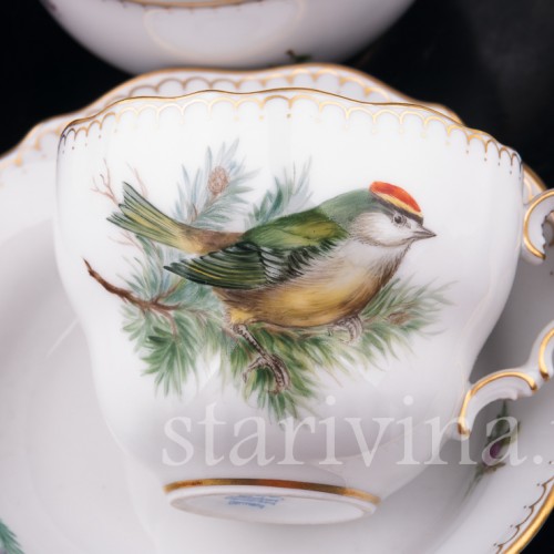 Кофейный сервиз Птицы на 6 персон, 21 предмет, Lindner, Германия, вт. пол. 20 в