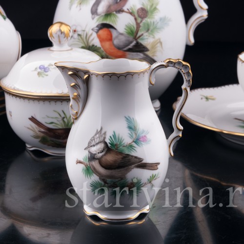 Кофейный сервиз Птицы на 6 персон, 21 предмет, Lindner, Германия, вт. пол. 20 в