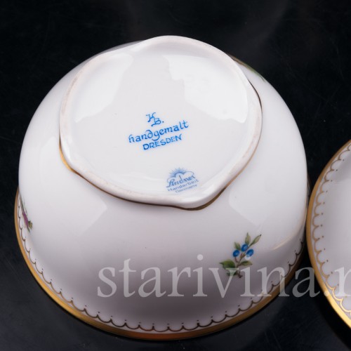 Кофейный сервиз Птицы на 6 персон, 21 предмет, Lindner, Германия, вт. пол. 20 в