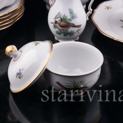 Кофейный сервиз Птицы на 6 персон, 21 предмет, Lindner, Германия, вт. пол. 20 в