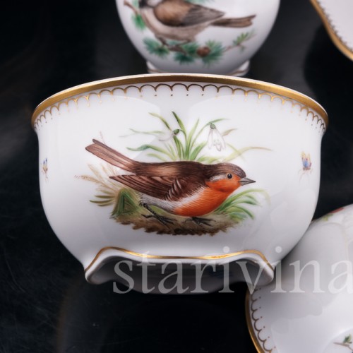 Кофейный сервиз Птицы на 6 персон, 21 предмет, Lindner, Германия, вт. пол. 20 в