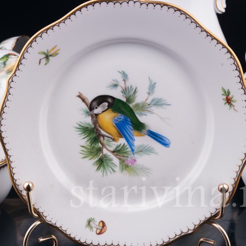 Кофейный сервиз Птицы на 6 персон, 21 предмет, Lindner, Германия, вт. пол. 20 в