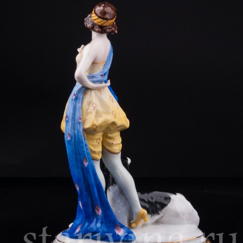 Девушка с борзой, E. A. Muller, Германия, нач. 20 в