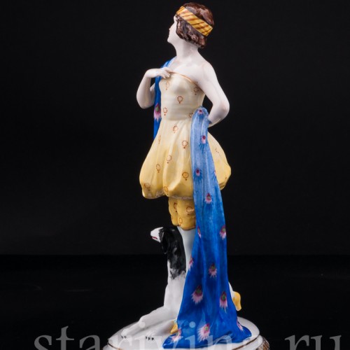 Девушка с борзой, E. A. Muller, Германия, нач. 20 в