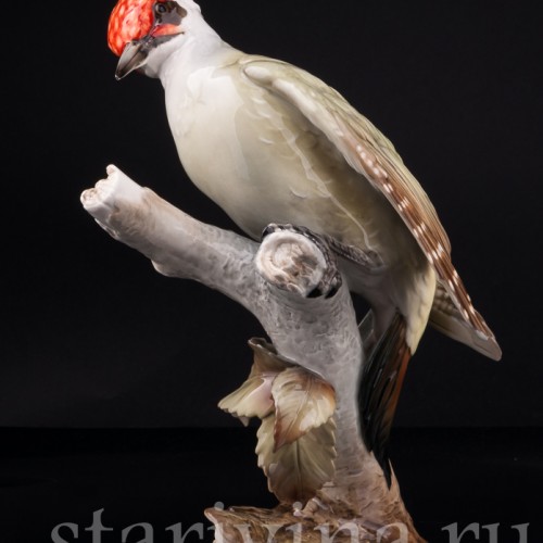 Зеленый дятел на березе, Hutschenreuther, Германия, 1970 гг