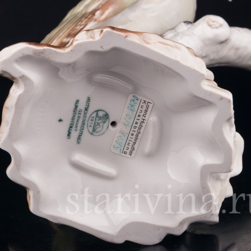 Зеленый дятел на березе, Hutschenreuther, Германия, 1970 гг