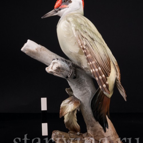 Зеленый дятел на березе, Hutschenreuther, Германия, 1970 гг