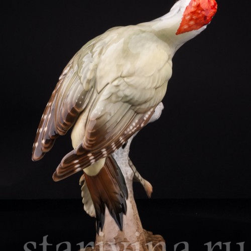 Зеленый дятел на березе, Hutschenreuther, Германия, 1970 гг