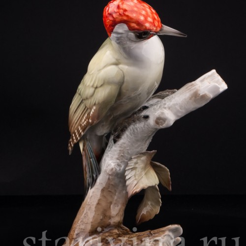 Зеленый дятел на березе, Hutschenreuther, Германия, 1970 гг