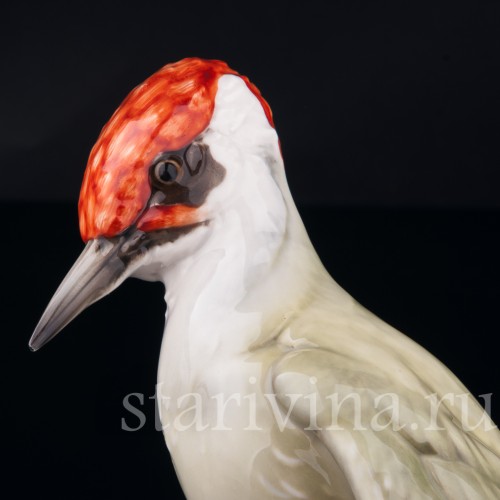 Зеленый дятел на березе, Hutschenreuther, Германия, 1970 гг