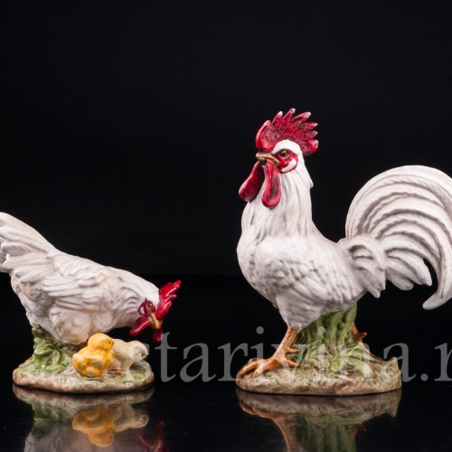 Статуэтка домашних птиц из фарфора Петух и курица, Goebel, Германия, до 1990 г.