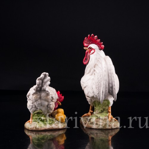 Статуэтка домашних птиц из фарфора Петух и курица, Goebel, Германия, до 1990 г.