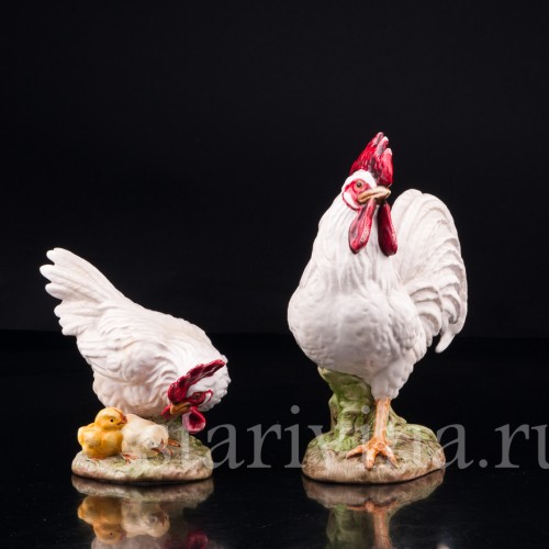 Статуэтка домашних птиц из фарфора Петух и курица, Goebel, Германия, до 1990 г.
