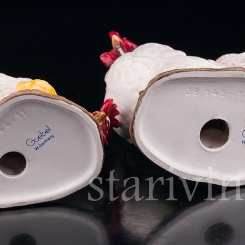 Статуэтка домашних птиц из фарфора Петух и курица, Goebel, Германия, до 1990 г.