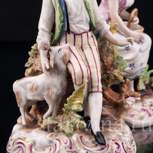 Пасторальная пара с козочкой, Volkstedt, Германия, до 1935 г