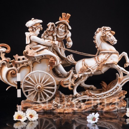 Антикварная фарфорвая композиция Дети с возком, Volkstedt, Германия, 19 в.