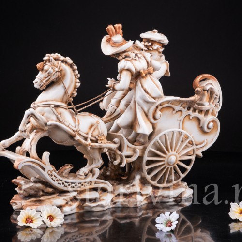 Антикварная фарфорвая композиция Дети с возком, Volkstedt, Германия, 19 в.