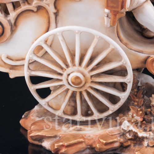 Антикварная фарфорвая композиция Дети с возком, Volkstedt, Германия, 19 в.