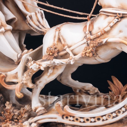 Антикварная фарфорвая композиция Дети с возком, Volkstedt, Германия, 19 в.