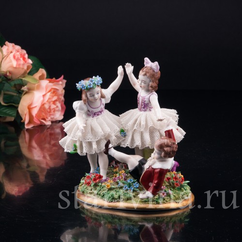 Играющие дети, кружевная, Sitzendorf, Германия, сер. 20 в