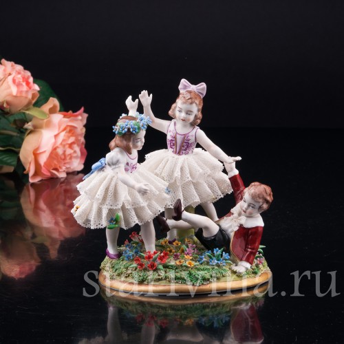 Играющие дети, кружевная, Sitzendorf, Германия, сер. 20 в