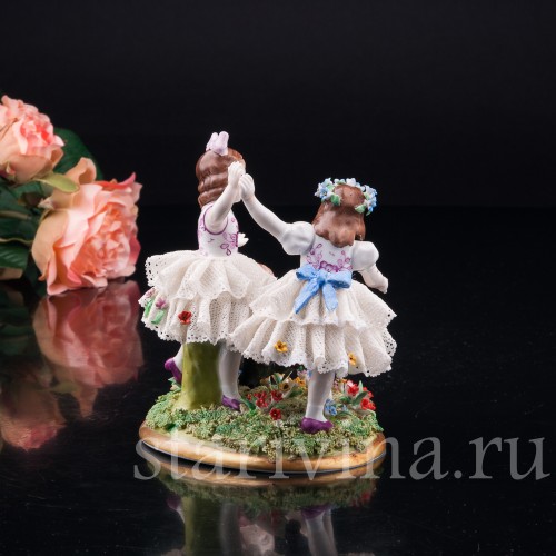 Играющие дети, кружевная, Sitzendorf, Германия, сер. 20 в