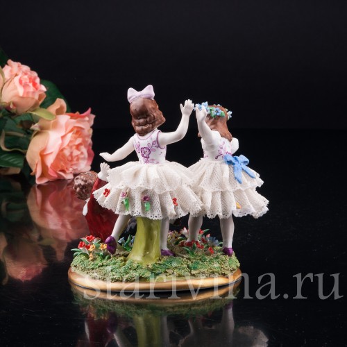 Играющие дети, кружевная, Sitzendorf, Германия, сер. 20 в