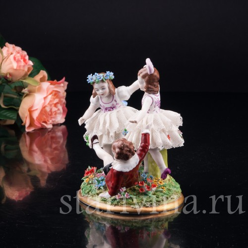 Играющие дети, кружевная, Sitzendorf, Германия, сер. 20 в
