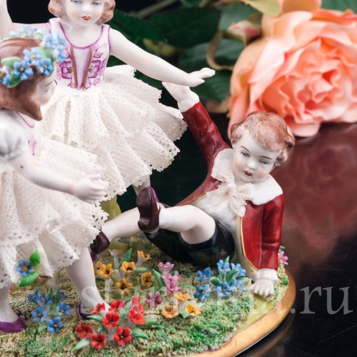 Играющие дети, кружевная, Sitzendorf, Германия, сер. 20 в